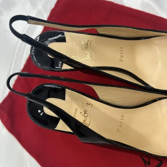 Christian Louboutin Kate Sling Back Patent Calfskin 85mm Red Sole Pumps - Picture 4 of 16